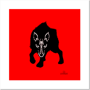 Lone Wolf Hunter - tribal design Posters and Art